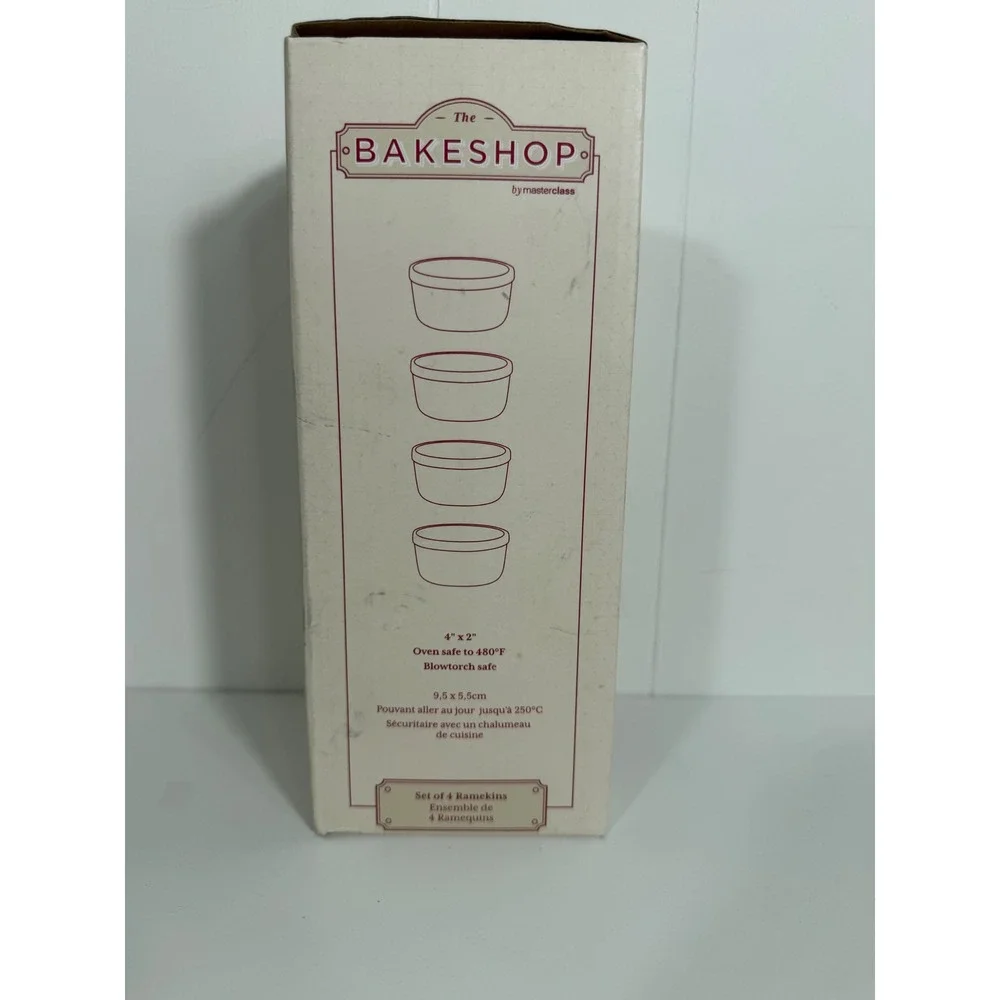 The Bakeshop by Masterclass Reindeer Ramekins Set of 4 Christmas Plaid Holiday